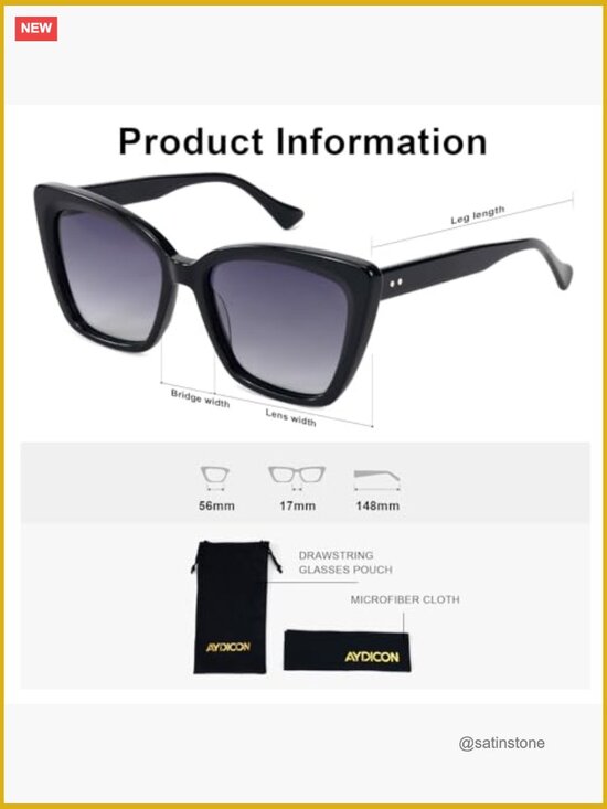 Polarized Cat Eye Sunglasses UV 400 Protection Acetate Frame